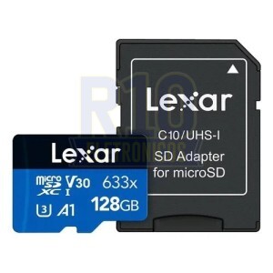 MICRO SD 128GB LEXAR 633X 100MB/S C10 A2 U3 V30 COM ADAPTADOR