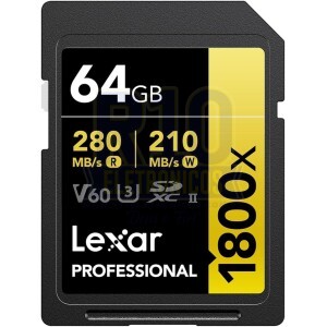 MEMÓRIA SDXC 64GB LEXAR 1800X 280MB/S U3 V60 4K GOLD