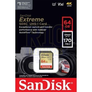 MEMÓRIA SDHC 64GB C10 EXTREME 170MBPS SANDISK