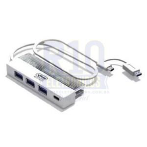 HUB USB 3 PORTAS USB + USB TIPO-C KNUP T134/3.0 USB3.0