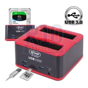 DOCKSTATION KNUP KP-HD820 USB3.0 CAPACIDADE 2TB COM LEITOR DE CARTÃO