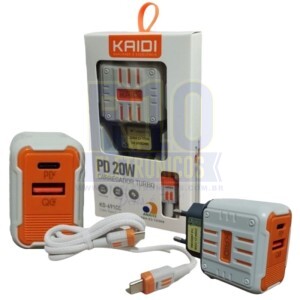 CARREGADOR TIPO-C KAIDI KD-691CC 20W TURBO CABO USB-C/USB-C