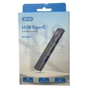 HUB USB-C KNUP KP-HB511 1 PORTA USB3.0 / 3PORTAS USB2.0